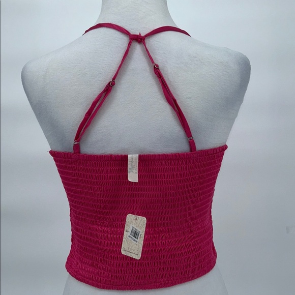 NWT $58 Free People [ Small ]Smocked Right on Time Camisole Fuchsia Pink - Picture 6 of 9